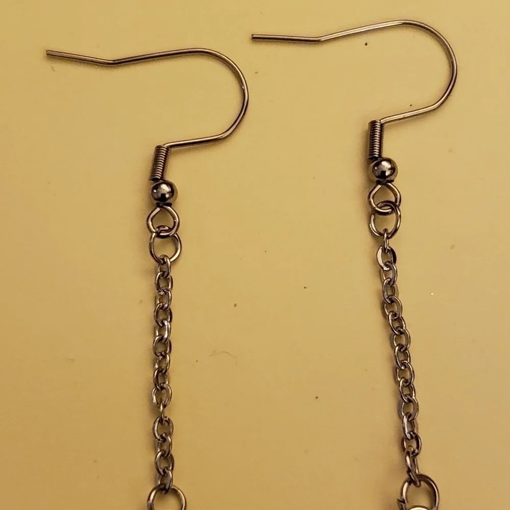 Handmade Rainbow Glitter Dangle Chain Earrings